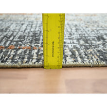 Load image into Gallery viewer, 4&#39;1&quot;x6&#39;3&quot; Charcoal Gray With Rust, Densely Woven, Hand Knotted, Abstract With Galaxy Design, Persian Knot, Pure Wool, Oriental Rug FWR499074