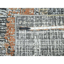Load image into Gallery viewer, 4&#39;1&quot;x6&#39;3&quot; Charcoal Gray With Rust, Densely Woven, Hand Knotted, Abstract With Galaxy Design, Persian Knot, Pure Wool, Oriental Rug FWR499074