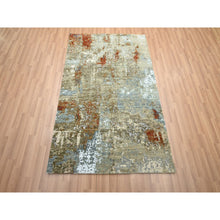 Load image into Gallery viewer, 4&#39;x6&#39; Shades Of Brown With Rust, Hand Knotted, Densely Woven, 100% Wool, Abstract With Galaxy Design, Persian Knot, Oriental Rug FWR499092