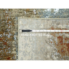 Load image into Gallery viewer, 4&#39;x6&#39; Shades Of Brown With Rust, Hand Knotted, Densely Woven, 100% Wool, Abstract With Galaxy Design, Persian Knot, Oriental Rug FWR499092