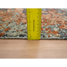 Load image into Gallery viewer, 4&#39;x6&#39;2&quot; Charcoal Gray With Orange, Persian Knot, Abstract With Galaxy Design, Pure Wool, Hand Knotted, Densely Woven, Oriental Rug FWR499098