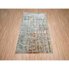 Load image into Gallery viewer, 4&#39;x6&#39; Spanish Gray With Rust, Persian Knot, Abstract With Galaxy Design, Pure Wool, Hand Knotted, Densely Woven, Oriental Rug FWR499104