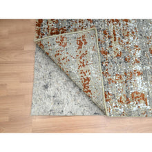 Load image into Gallery viewer, 4&#39;x6&#39; Spanish Gray With Rust, Persian Knot, Abstract With Galaxy Design, Pure Wool, Hand Knotted, Densely Woven, Oriental Rug FWR499104