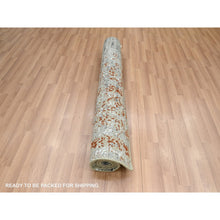 Load image into Gallery viewer, 4&#39;x6&#39; Spanish Gray With Rust, Persian Knot, Abstract With Galaxy Design, Pure Wool, Hand Knotted, Densely Woven, Oriental Rug FWR499104