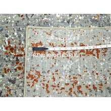 Load image into Gallery viewer, 4&#39;x6&#39; Spanish Gray With Rust, Persian Knot, Abstract With Galaxy Design, Pure Wool, Hand Knotted, Densely Woven, Oriental Rug FWR499104