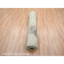 Load image into Gallery viewer, 3&#39;x5&#39; Laurel Green, Abstract With Galaxy Design, Persian Knot, Pure Wool, Hand Knotted, Densely Woven, Oriental Rug FWR499116