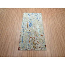 Load image into Gallery viewer, 3&#39;x5&#39;1&quot; Bayern Blue With Beige, Abstract With Galaxy Design, Persian Knot, Pure Wool, Hand Knotted, Densely Woven, Oriental Rug FWR499128