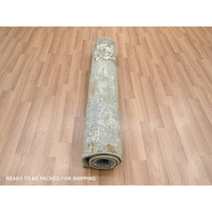 3'1"x5'4" Shades Of Brown With Gray, Abstract With Galaxy Design, Persian Knot, 100% Wool, Hand Knotted, Densely Woven, Oriental Rug FWR499140