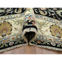 Load image into Gallery viewer, 9&#39;x12&#39;5&quot; Caviar Black, Hand Knotted, Colorful Floral Motifs, Agra with Ziegler Design, Pure Wool, Vegetable Dyes, Oriental Rug FWR499182