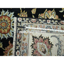 Load image into Gallery viewer, 9&#39;x12&#39;5&quot; Caviar Black, Hand Knotted, Colorful Floral Motifs, Agra with Ziegler Design, Pure Wool, Vegetable Dyes, Oriental Rug FWR499182