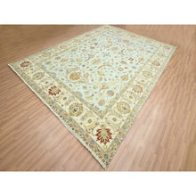 Load image into Gallery viewer, 9&#39;x12&#39; Powder Blue, Pure Wool, Agra With Ziegler Design, Floral Motifs, Hand Knotted, Vegetable Dyes, Oriental Rug FWR499194
