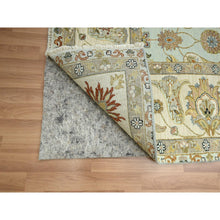 Load image into Gallery viewer, 9&#39;x12&#39; Powder Blue, Pure Wool, Agra With Ziegler Design, Floral Motifs, Hand Knotted, Vegetable Dyes, Oriental Rug FWR499194