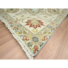 Load image into Gallery viewer, 9&#39;x12&#39; Powder Blue, Pure Wool, Agra With Ziegler Design, Floral Motifs, Hand Knotted, Vegetable Dyes, Oriental Rug FWR499194