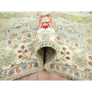 9'1"x12'3" Pelican Gray, Sickle Leaf Design, Vegetable Dyes, Hand Knotted, Pure Wool, Oriental Rug FWR499200
