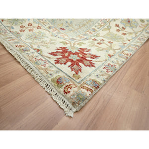 9'1"x12'3" Pelican Gray, Sickle Leaf Design, Vegetable Dyes, Hand Knotted, Pure Wool, Oriental Rug FWR499200