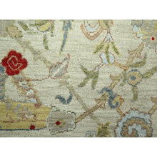 Load image into Gallery viewer, 9&#39;1&quot;x12&#39;3&quot; Pelican Gray, Sickle Leaf Design, Vegetable Dyes, Hand Knotted, Pure Wool, Oriental Rug FWR499200