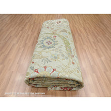 Load image into Gallery viewer, 9&#39;1&quot;x12&#39;3&quot; Pelican Gray, Sickle Leaf Design, Vegetable Dyes, Hand Knotted, Pure Wool, Oriental Rug FWR499200