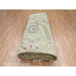 9'1"x12'3" Pelican Gray, Sickle Leaf Design, Vegetable Dyes, Hand Knotted, Pure Wool, Oriental Rug FWR499200