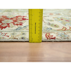 9'1"x12'3" Pelican Gray, Sickle Leaf Design, Vegetable Dyes, Hand Knotted, Pure Wool, Oriental Rug FWR499200