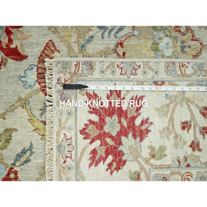 9'1"x12'3" Pelican Gray, Sickle Leaf Design, Vegetable Dyes, Hand Knotted, Pure Wool, Oriental Rug FWR499200