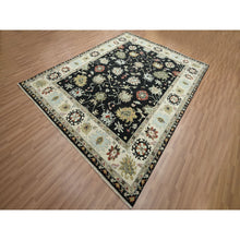 Load image into Gallery viewer, 8&#39;x10&#39;1&quot; Raven Black, Agra With Ziegler Design, Colorful Leaf Pattern, Hand Knotted, 100% Wool, Natural Dyes, Oriental Rug FWR499206