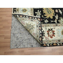 Load image into Gallery viewer, 8&#39;x10&#39;1&quot; Raven Black, Agra with Ziegler Design, Colorful Leaf Pattern, Hand Knotted, 100% Wool, Natural Dyes, Oriental Rug FWR499206