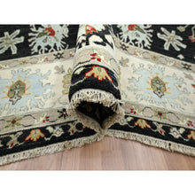 Load image into Gallery viewer, 8&#39;x10&#39;1&quot; Raven Black, Agra with Ziegler Design, Colorful Leaf Pattern, Hand Knotted, 100% Wool, Natural Dyes, Oriental Rug FWR499206
