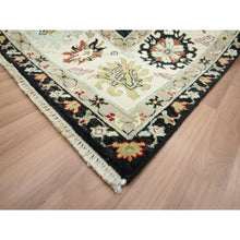 Load image into Gallery viewer, 8&#39;x10&#39;1&quot; Raven Black, Agra with Ziegler Design, Colorful Leaf Pattern, Hand Knotted, 100% Wool, Natural Dyes, Oriental Rug FWR499206