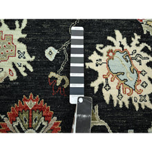 Load image into Gallery viewer, 8&#39;x10&#39;1&quot; Raven Black, Agra with Ziegler Design, Colorful Leaf Pattern, Hand Knotted, 100% Wool, Natural Dyes, Oriental Rug FWR499206