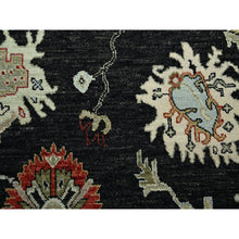 Load image into Gallery viewer, 8&#39;x10&#39;1&quot; Raven Black, Agra With Ziegler Design, Colorful Leaf Pattern, Hand Knotted, 100% Wool, Natural Dyes, Oriental Rug FWR499206