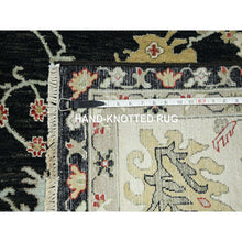 Load image into Gallery viewer, 8&#39;x10&#39;1&quot; Raven Black, Agra with Ziegler Design, Colorful Leaf Pattern, Hand Knotted, 100% Wool, Natural Dyes, Oriental Rug FWR499206