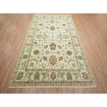 Load image into Gallery viewer, 6&#39;1&quot;x9&#39;3&quot; Chiffon White, Agra With Ziegler Design, Floral Motifs, Pure Wool, Hand Knotted, Vegetable Dyes, Oriental Rug FWR499230
