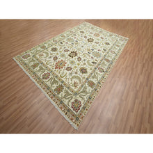 Load image into Gallery viewer, 6&#39;1&quot;x9&#39;3&quot; Chiffon White, Agra With Ziegler Design, Floral Motifs, Pure Wool, Hand Knotted, Vegetable Dyes, Oriental Rug FWR499230