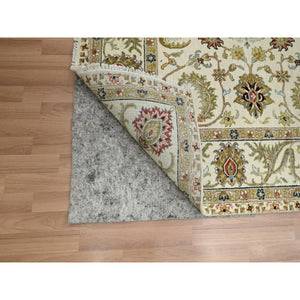 6'1"x9'3" Chiffon White, Agra With Ziegler Design, Floral Motifs, Pure Wool, Hand Knotted, Vegetable Dyes, Oriental Rug FWR499230