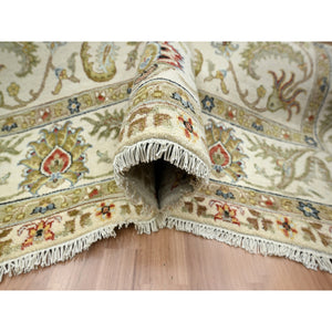 6'1"x9'3" Chiffon White, Agra With Ziegler Design, Floral Motifs, Pure Wool, Hand Knotted, Vegetable Dyes, Oriental Rug FWR499230