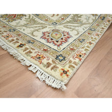 Load image into Gallery viewer, 6&#39;1&quot;x9&#39;3&quot; Chiffon White, Agra With Ziegler Design, Floral Motifs, Pure Wool, Hand Knotted, Vegetable Dyes, Oriental Rug FWR499230