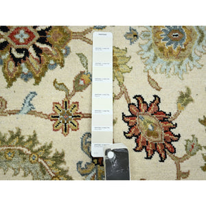 6'1"x9'3" Chiffon White, Agra With Ziegler Design, Floral Motifs, Pure Wool, Hand Knotted, Vegetable Dyes, Oriental Rug FWR499230
