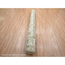 Load image into Gallery viewer, 6&#39;1&quot;x9&#39;3&quot; Chiffon White, Agra With Ziegler Design, Floral Motifs, Pure Wool, Hand Knotted, Vegetable Dyes, Oriental Rug FWR499230