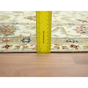 6'1"x9'3" Chiffon White, Agra With Ziegler Design, Floral Motifs, Pure Wool, Hand Knotted, Vegetable Dyes, Oriental Rug FWR499230