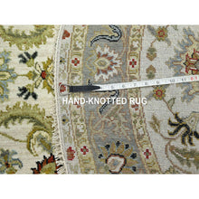 Load image into Gallery viewer, 4&#39;2&quot;x4&#39;2&quot; Daisy White, Afghan Angora Oushak with All Over Pattern, Hand Knotted, Vegetable Dyes, 100% Wool, Square, Oriental Rug FWR124614
