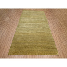 Load image into Gallery viewer, 6&#39;1&quot;x9&#39;6&quot; Peanut Brown, Modern Grass Design, Hand Knotted, Borderless, Denser Weave, Wool And Silk, Lush And Plush, Oriental Rug FWR499278