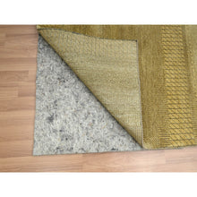 Load image into Gallery viewer, 6&#39;1&quot;x9&#39;6&quot; Peanut Brown, Modern Grass Design, Hand Knotted, Borderless, Denser Weave, Wool And Silk, Lush And Plush, Oriental Rug FWR499278