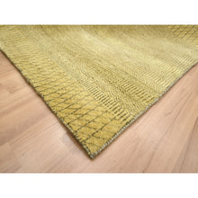 Load image into Gallery viewer, 6&#39;1&quot;x9&#39;6&quot; Peanut Brown, Modern Grass Design, Hand Knotted, Borderless, Denser Weave, Wool And Silk, Lush And Plush, Oriental Rug FWR499278