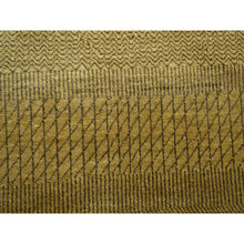 Load image into Gallery viewer, 6&#39;1&quot;x9&#39;6&quot; Peanut Brown, Modern Grass Design, Hand Knotted, Borderless, Denser Weave, Wool And Silk, Lush And Plush, Oriental Rug FWR499278