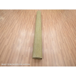 6'1"x9'6" Peanut Brown, Modern Grass Design, Hand Knotted, Borderless, Denser Weave, Wool And Silk, Lush And Plush, Oriental Rug FWR499278