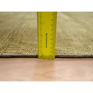 6'1"x9'6" Peanut Brown, Modern Grass Design, Hand Knotted, Borderless, Denser Weave, Wool And Silk, Lush And Plush, Oriental Rug FWR499278