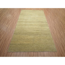 Load image into Gallery viewer, 6&#39;x9&#39; Ecru Brown, Denser Weave, Modern Grass Design, Hand Knotted, Borderless, Wool And Silk, Lush And Plush, Oriental Rug FWR499284