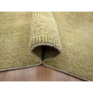 6'x9' Ecru Brown, Denser Weave, Modern Grass Design, Hand Knotted, Borderless, Wool And Silk, Lush And Plush, Oriental Rug FWR499284