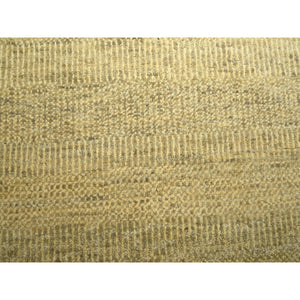 6'x9' Ecru Brown, Denser Weave, Modern Grass Design, Hand Knotted, Borderless, Wool And Silk, Lush And Plush, Oriental Rug FWR499284