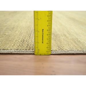 6'x9' Ecru Brown, Denser Weave, Modern Grass Design, Hand Knotted, Borderless, Wool And Silk, Lush And Plush, Oriental Rug FWR499284